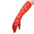 Festive laced gloves / To  the elbow / Red
