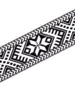 String with folk patterns  42 mm /  Black-white