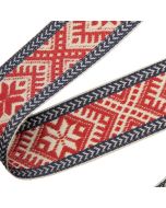 String with folk patterns 42 mm / Red-Grey