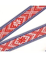 String with folk patterns 22 mm / Blue-red