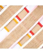 Hessian trim with pom-pom edge / Different shades