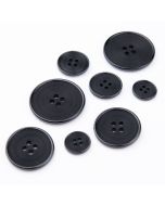 Simple plastic button / Different sizes / Black