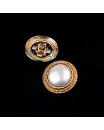 Button with pearl 23 mm / Gold-white