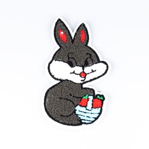 Sew-on motif 100 x 180 mm / Fluffy Grey Rabbit