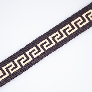 Cross grain ribbon CREECE 20 mm / Black-yellow