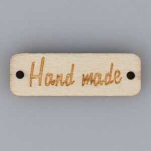 Wooden label 10x30 mm "HAND MADE" / Natural