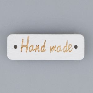 Wooden label 10x30 mm "HAND MADE" / White