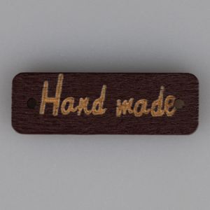 Wooden label 10x30 mm "HAND MADE" / Brown