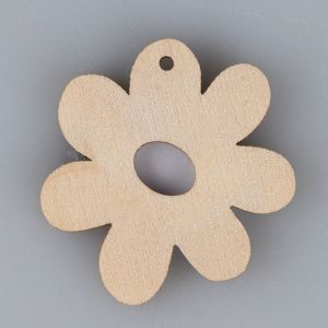 Wooden flower- decoration 30 mm / Natural