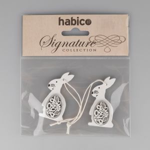 Wooden Easter decoration / White rabbits