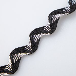 Ric Rac Trim 12 mm / Black-silver