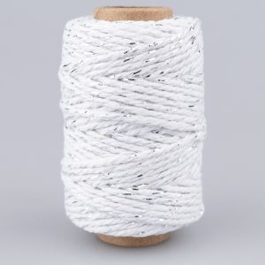 Cotton craft cord 2 mm / White-silver