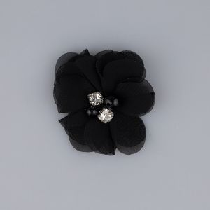 Decoration Flower with pearls / Black