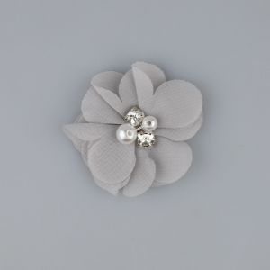 Decoration Flower with pearls / Grey