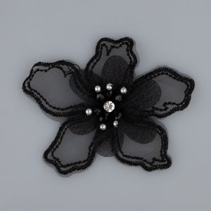 Decoration Flower with pearls / Black