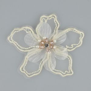 Decoration Flower with pearls / Natural