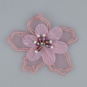 Decoration Flower with pearls / Pink