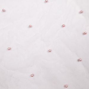 Mesh fabric with pearls / Antique Pink