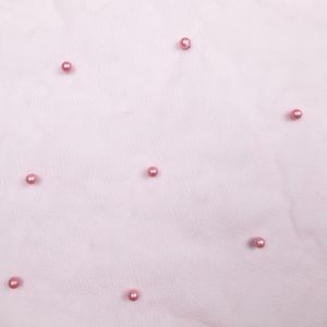 Mesh fabric with pearls / Dark Pink