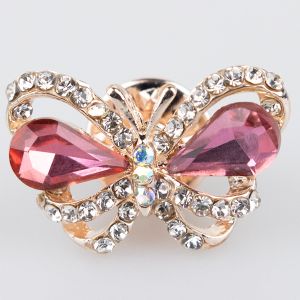 Brooch / Small butterfly, pink stones