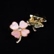 Brooch / Small flower with rhinestones / Pink